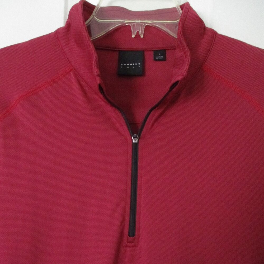 Dunning Mens L/S Stretch Wine Red 1/4 Zip Golf Wind Shirt Sweater - Size Large